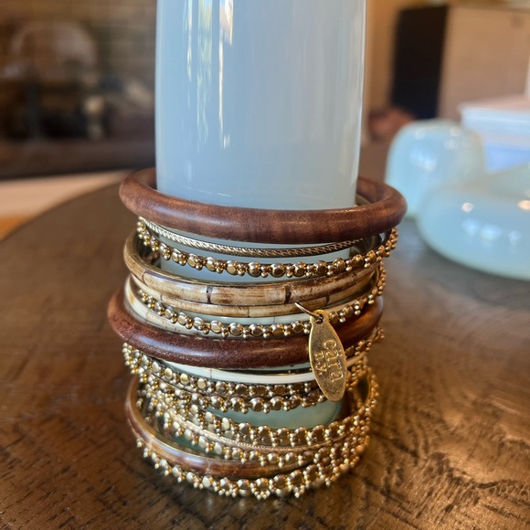 Cara NY Gold, Brown and Ivory Bangle Bracelet Set of 23 Individual Bracelets - Picture 2 of 4